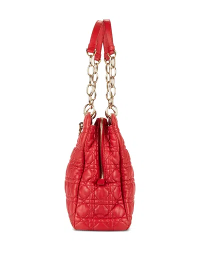 Pre-owned Dior Quilted Chain Tote Bag In Red