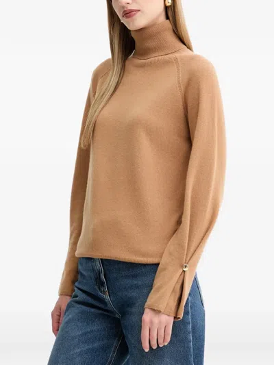 Fracomina Roll-neck Wool Sweater In Neutral