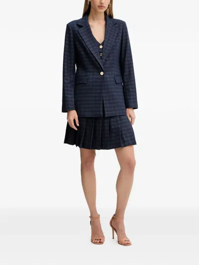 Fracomina Plaid V-neck Gilet Top In Blue