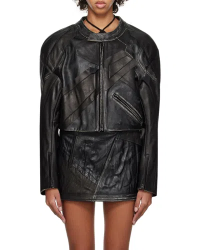 Acne Studios Patchwork Leather Jacket In Black