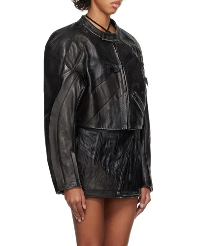 Acne Studios Patchwork Leather Jacket In Black