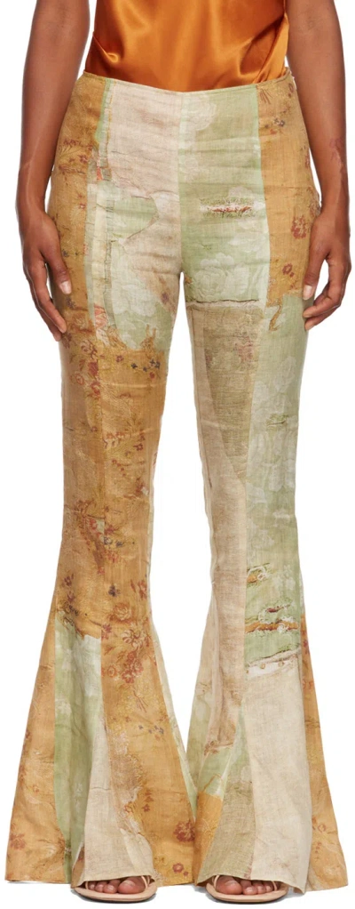 Acne Studios Trompe L'oeil Print Flared Trousers In Multi