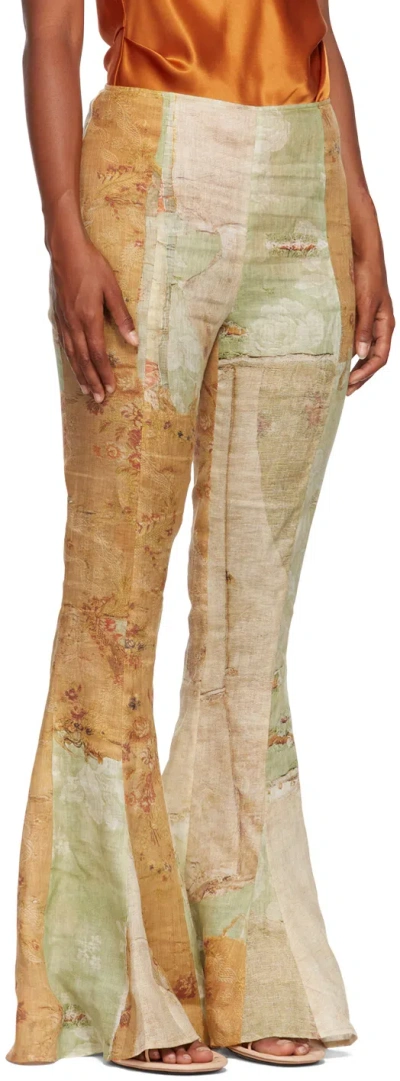 Acne Studios Trompe L'oeil Print Flared Trousers In Multi