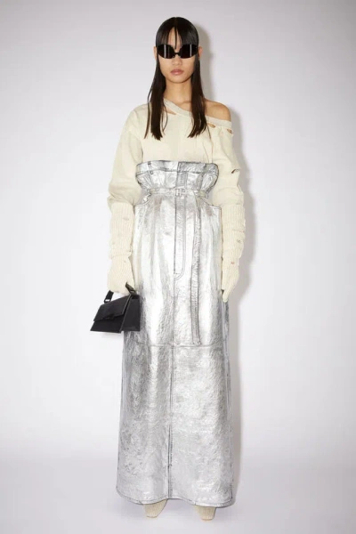 Acne Studios Metallic Paperbag-waist Maxi Skirt In White