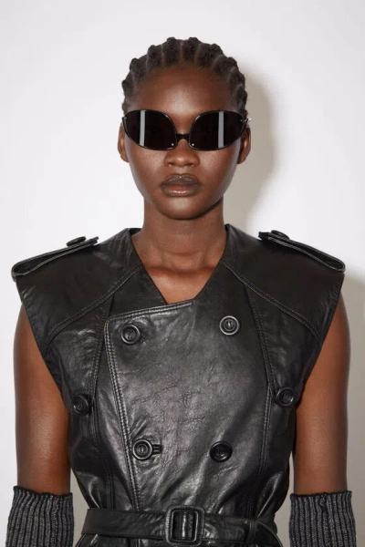 Acne Studios Sleeveless Double-breasted Coat In Blue