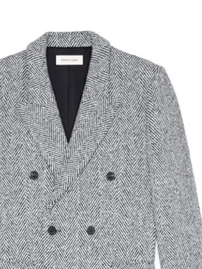 Ernest W Baker Double-breasted Herringbone Coat In Gray