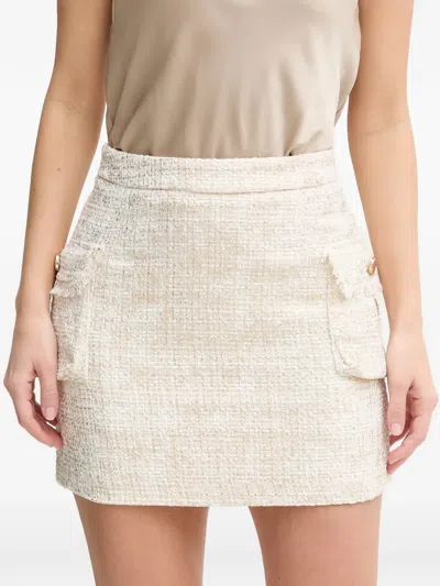 Fracomina Fringed-pocket Mini Skirt In Neutral