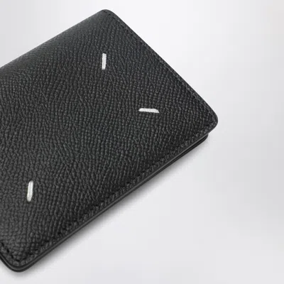 Maison Margiela Black Leather Credit Card Holder In Black