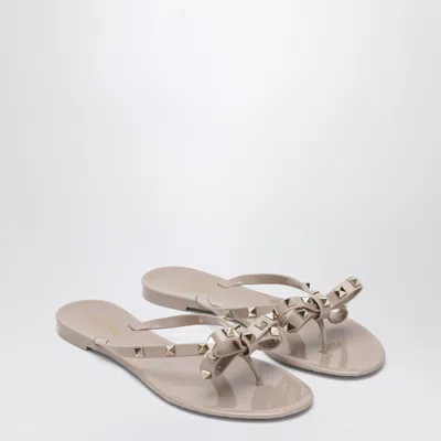 Valentino Powdery Rockstud Low Sandal In Pink