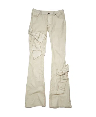 Acne Studios Bow-detail Flared Trousers In Neutral