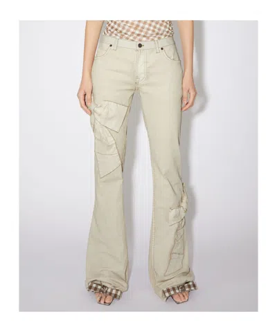 Acne Studios Bow-detail Flared Trousers In Neutral