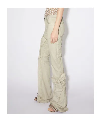 Acne Studios Bow-detail Flared Trousers In Neutral