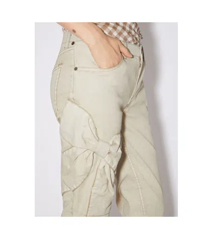 Acne Studios Bow-detail Flared Trousers In Neutral