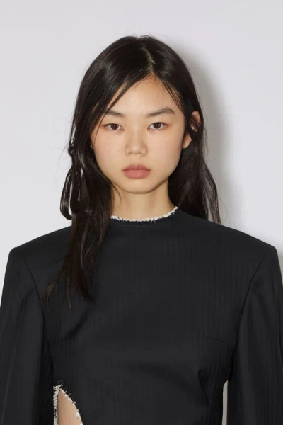 Acne Studios Textured Floral Cut-out Long Sleeve Dress In Black