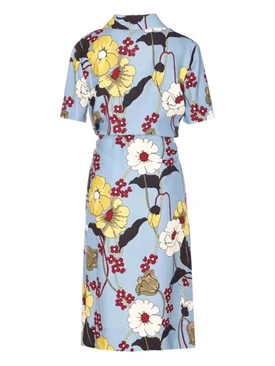 Marni Floral-print V-neck Dress In Multi