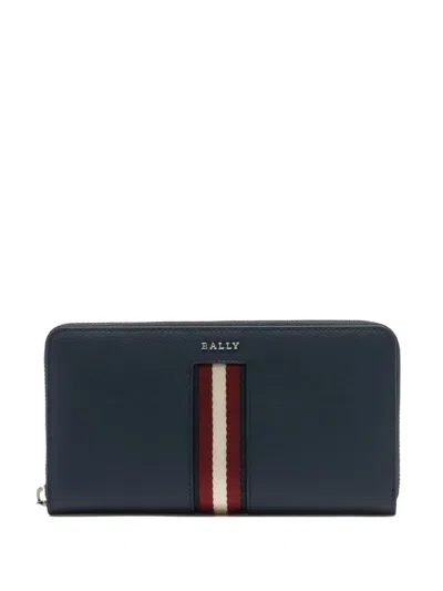 Bally Ribbon Zip Wallet In Blue