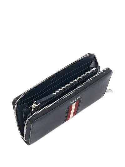 Bally Ribbon Zip Wallet In Blue