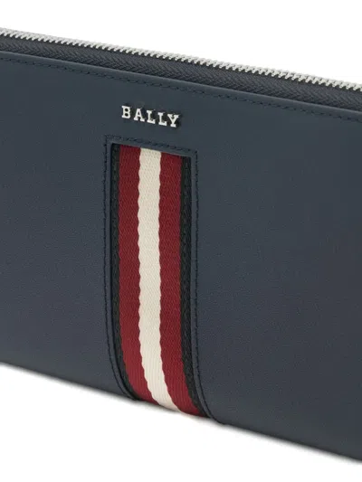 Bally Ribbon Zip Wallet In Blue