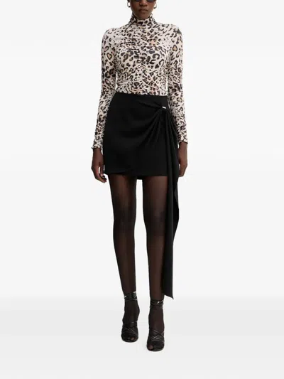 Fracomina Draped Mini Skirt In Black