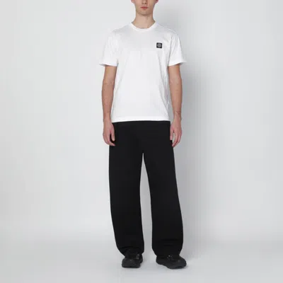 Stone Island White Cotton T-shirt With Logo Patch