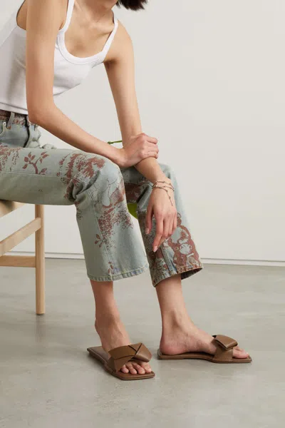 Acne Studios Leather Slides In Brown