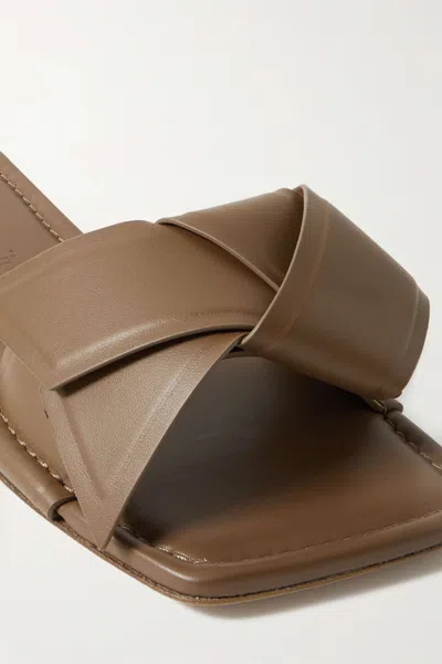 Acne Studios Leather Slides In Brown