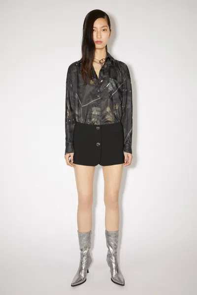Acne Studios Low-rise Button-up Miniskirt In Black