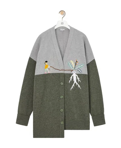 Loewe Asymmetric Cardigan In Wool In Black