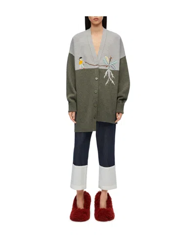 Loewe Asymmetric Cardigan In Wool In Black