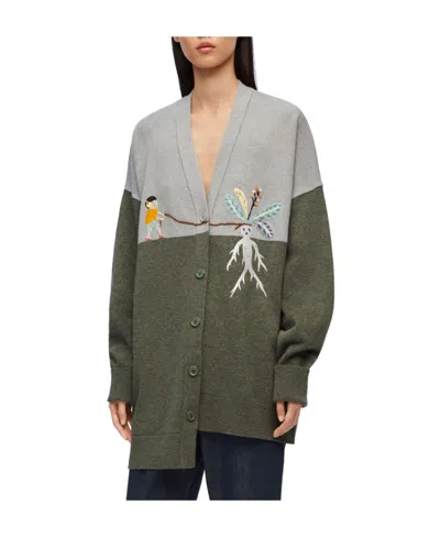 Loewe Asymmetric Cardigan In Wool In Black