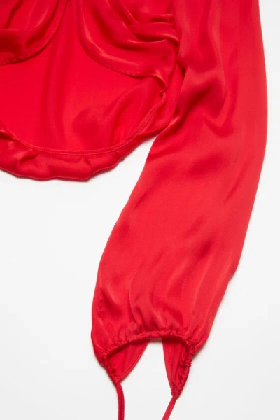 Acne Studios Pleat-detailing Silk Blouse In Red