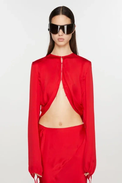 Acne Studios Pleat-detailing Silk Blouse In Red