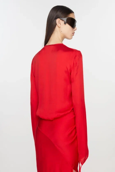 Acne Studios Pleat-detailing Silk Blouse In Red