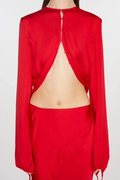 Acne Studios Pleat-detailing Silk Blouse In Red