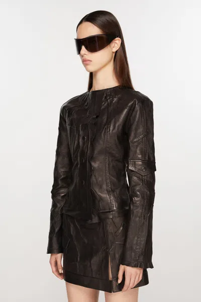 Acne Studios Crinkled Leather Jacket In Black