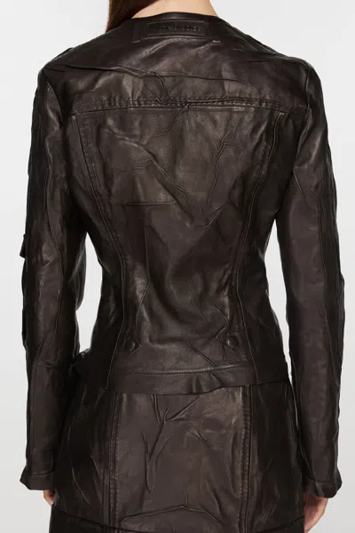 Acne Studios Crinkled Leather Jacket In Black