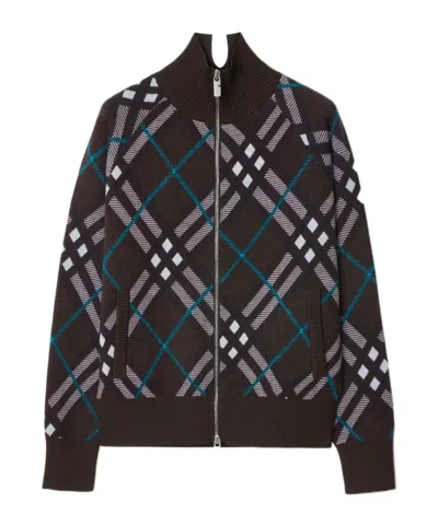 Burberry Check Track Jacket In Black