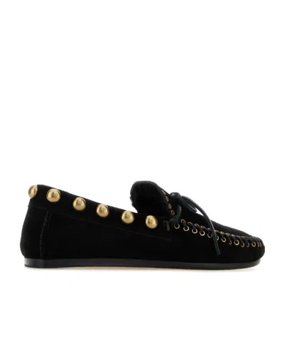 Isabel Marant Fitza Loafers Bow Studs Flat Sole In Black