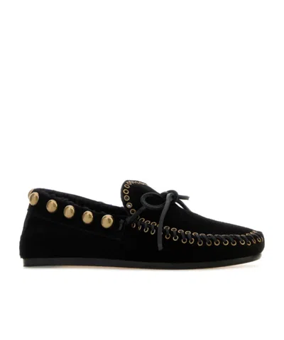 Isabel Marant Fitza Loafers Bow Studs Flat Sole In Black