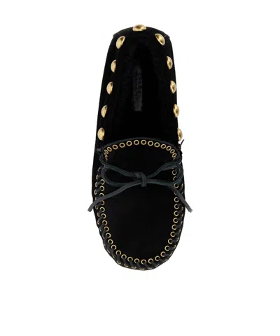 Isabel Marant Fitza Loafers Bow Studs Flat Sole In Black