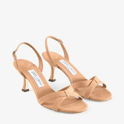 Jimmy Choo Elsy 70 Suede Slingback Open Toe Sandals In Brown