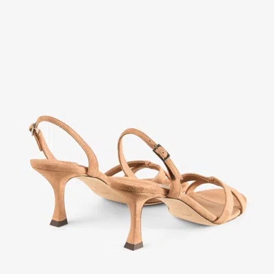 Jimmy Choo Elsy 70 Suede Slingback Open Toe Sandals In Brown