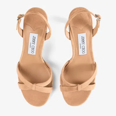 Jimmy Choo Elsy 70 Suede Slingback Open Toe Sandals In Brown