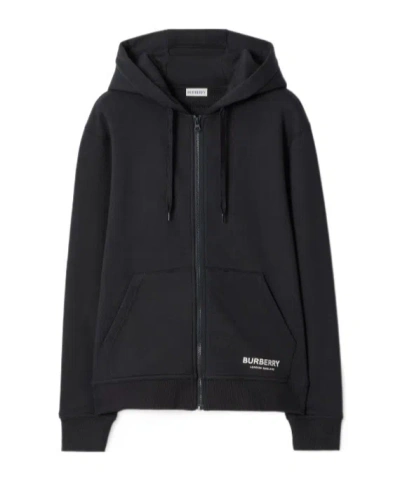 Burberry Cotton Zip Hoodie In Black