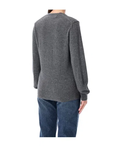 Comme Des Garçons Play Comme Des Garcons Play V-neck Pullover Red Emblem In Gray