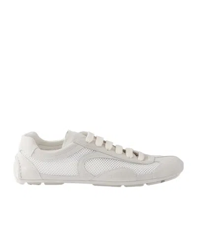 Prada Montecarlo Re-edition 2005 Suede And Mesh Sneakers In White