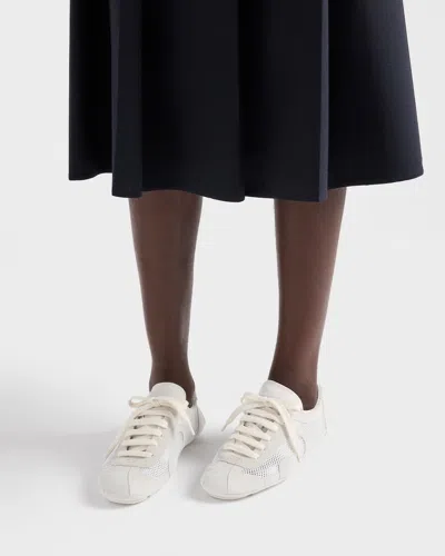 Prada Montecarlo Re-edition 2005 Suede And Mesh Sneakers In White