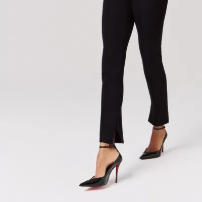 Christian Louboutin Black Patent Leather Erozee Pumps With Ankle Strap In Animal Print