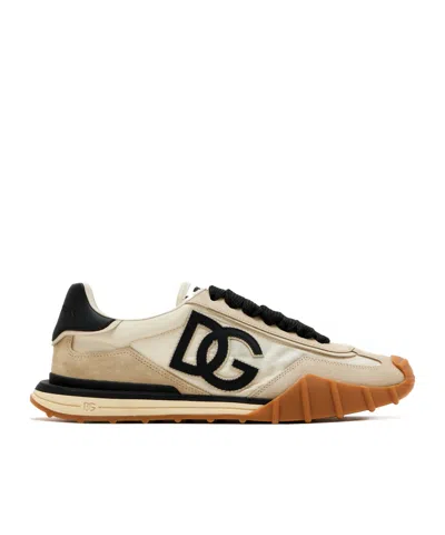 Dolce & Gabbana Dg Athletic Black Low Top Sneakers With Logo Patch On The Tongue And Maxi Logo On The Side In Suede 