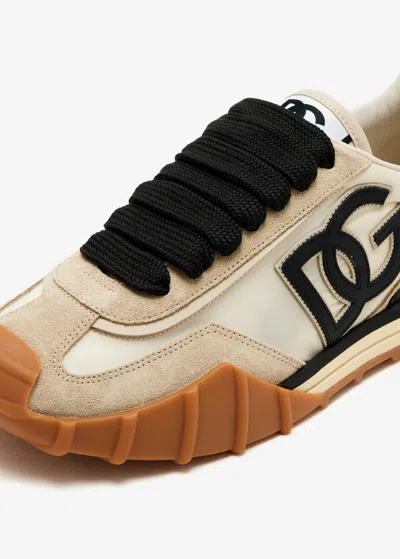 Dolce & Gabbana Dg Athletic Black Low Top Sneakers With Logo Patch On The Tongue And Maxi Logo On The Side In Suede 